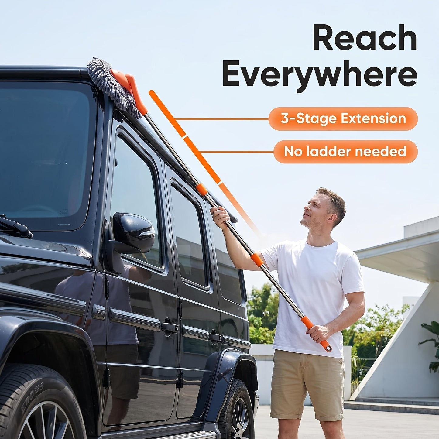 Adjustable Microfiber Car Cleaning Mop & Brush Set – Extendable Handle Wash Mop for Cars & Trucks, Soft Microfiber Brush for Scratch-Free Exterior Cleaning, Flawless Shine Every Time