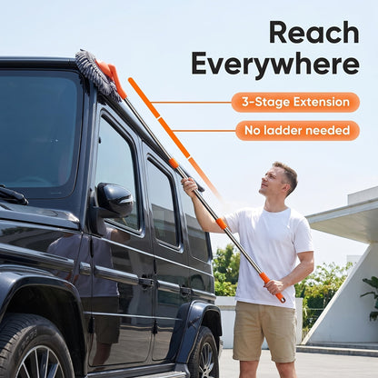 Adjustable Microfiber Car Cleaning Mop & Brush Set – Extendable Handle Wash Mop for Cars & Trucks, Soft Microfiber Brush for Scratch-Free Exterior Cleaning, Flawless Shine Every Time