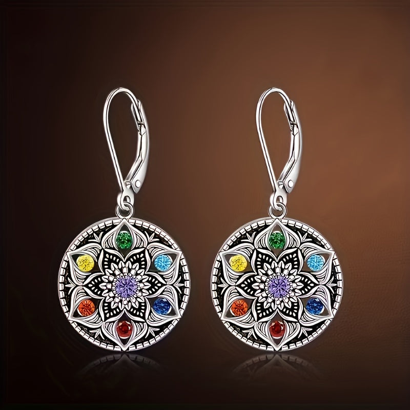 925 Sterling Silver Lotus Chakra Earrings for Women – 7 Chakra Yoga Flower of Life Pendant, Hypoallergenic Spiritual Jewelry, Perfect Gift for Birthday, Valentine's Day, Christmas & Mother's Day