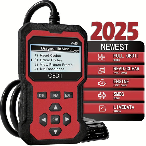 OBD2 Scanner Car Diagnostic Tool – Read & Clear Check Engine Light Codes, Live Data, Freeze Frame, I/M Monitor, 9 Protocols, 6 Languages, Compatible with 1996+ US/EU/Asian Cars, SUVs & Trucks