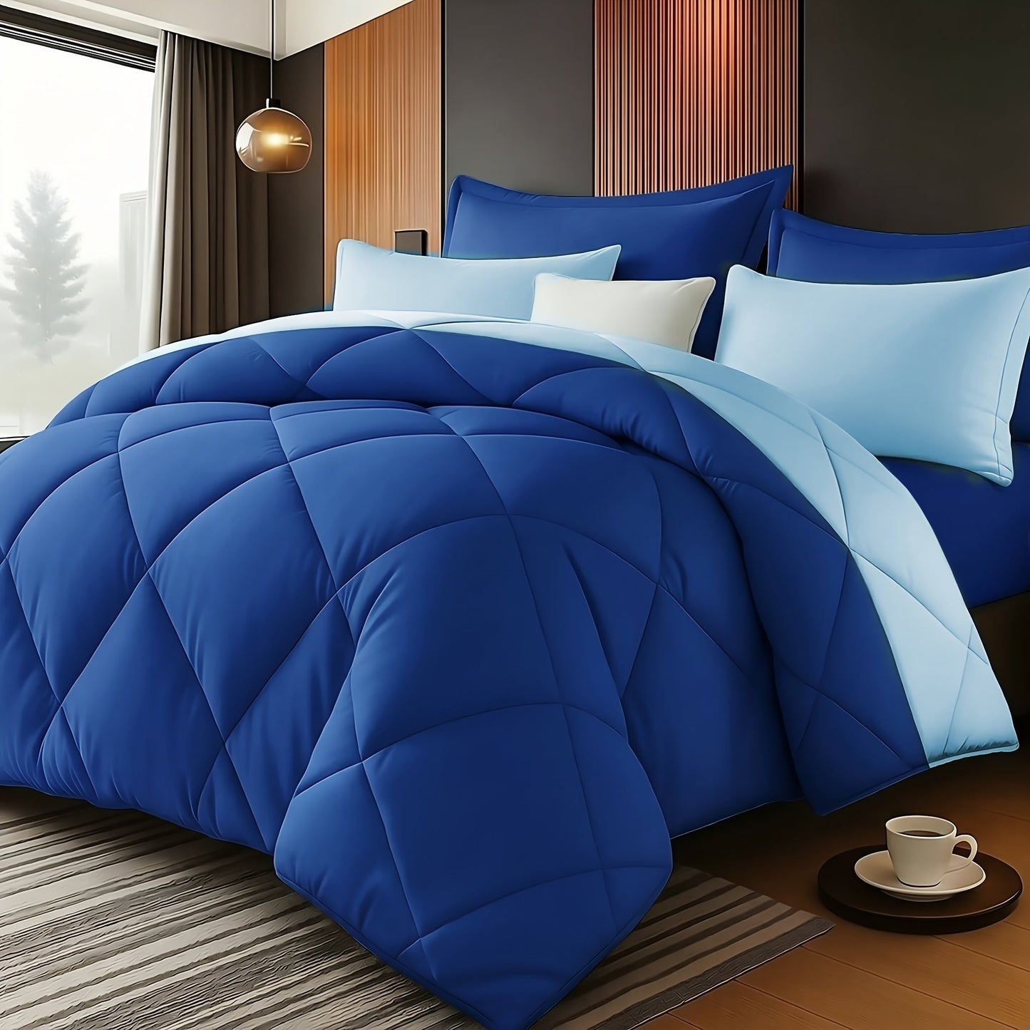 Quilted Comforter Set Twin Queen King Size – Soft Diamond Pattern Quilt with Pillowcases Ultra-Fine Fiber Fill Lightweight Breathable All-Season Bedding 2/3 Piece Multiple Colors
