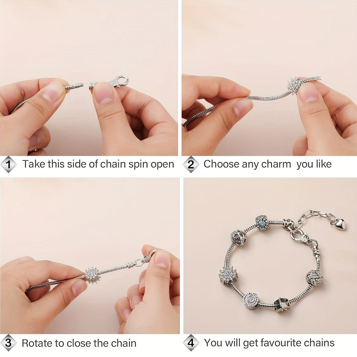 40pcs DIY Snake Chain Bracelet Making Kit – Adjustable Bead Pendant Bracelets with Heart Extension Chain, Bulk Jewelry Supplies for Crafting, Gifts, and Handmade Jewelry Projects