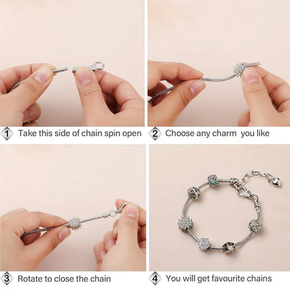 40pcs DIY Snake Chain Bracelet Making Kit – Adjustable Bead Pendant Bracelets with Heart Extension Chain, Bulk Jewelry Supplies for Crafting, Gifts, and Handmade Jewelry Projects