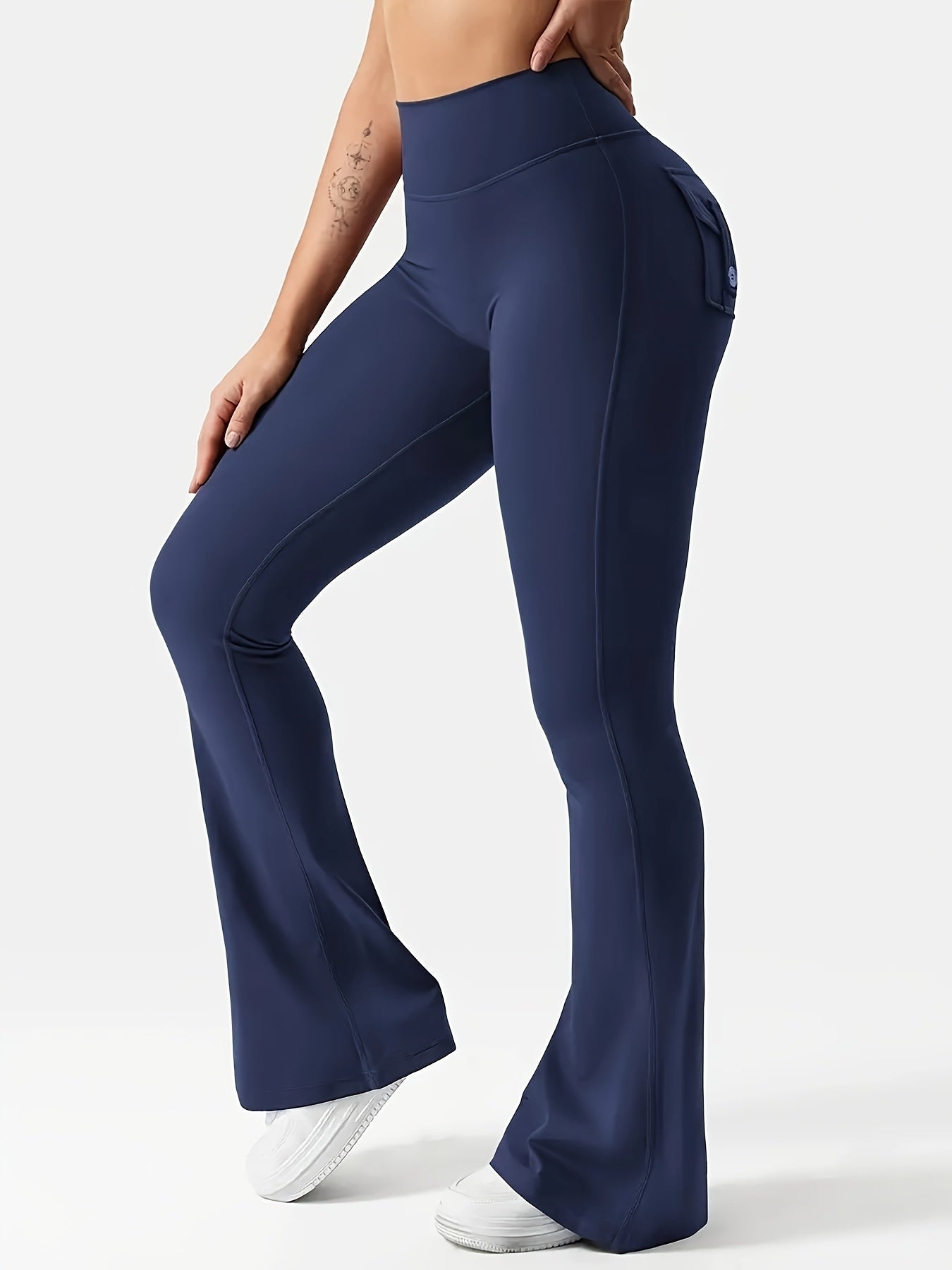 Women's High Waist Flare Yoga Pants Scrunch Butt Lift Leggings with Pocket Squat-Proof 4-Way Stretch Sweat-Wicking Sportswear for Gym Running Workout – 7 Colors S-XL