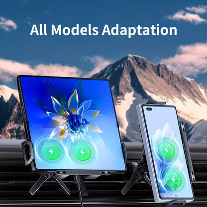 Car Mount with Wireless Fast Charging 15W - Compatible with iPhone 8 to 15 Series, Samsung Galaxy S and Note Series, Fold 5 and Fold 6, Supports Folding Screen Smartphones, USB Powered Dashboard Phone Holder