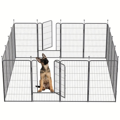Heavy Duty Metal Dog Playpen – Portable Foldable Exercise Pen Fence for Small Medium Large Dogs, 8 or 16 Panels, No Assembly Required, Perfect for Indoor Outdoor Yard RV Camping