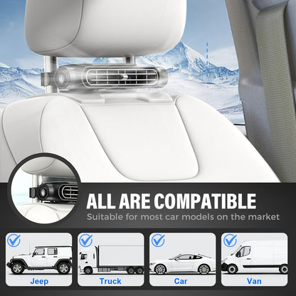Bladeless USB Car Fan 3-Speed Quiet Cooling – Plug-and-Play Seat Fan with USB Cable, Stay Cool in Traffic, Universal Fit All Car Models, White & Black