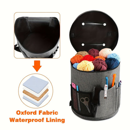 Crochet Bag Yarn Storage Organizer with Front Pocket – Spacious Knitting Tote for Yarn, Hooks & Needles, Sturdy & Lightweight, Available in Grey, Purple & Dark Pink