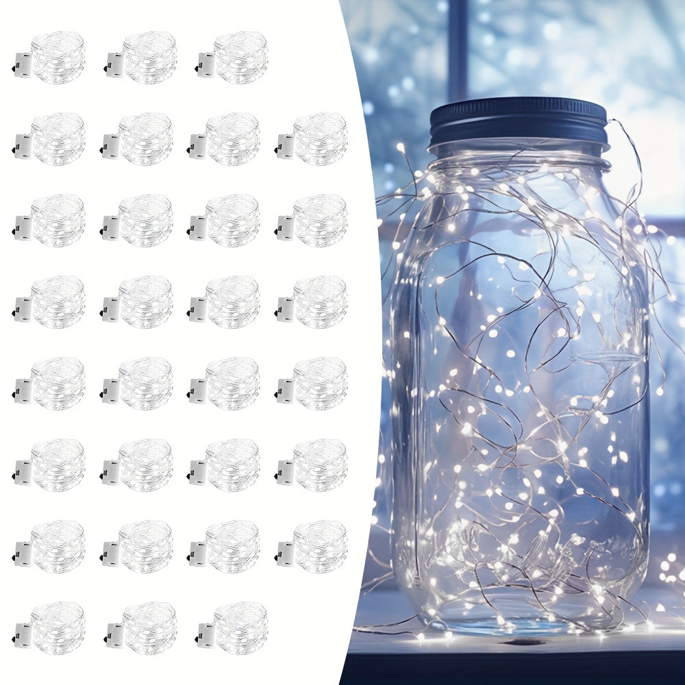 LED Fairy Lights Battery Operated 30/100 Pack – 6.5ft 20 LED Silver Wire Firefly String Lights for Wedding, Christmas, Halloween, Bedroom, Party Table Centerpieces & DIY Crafts Decor