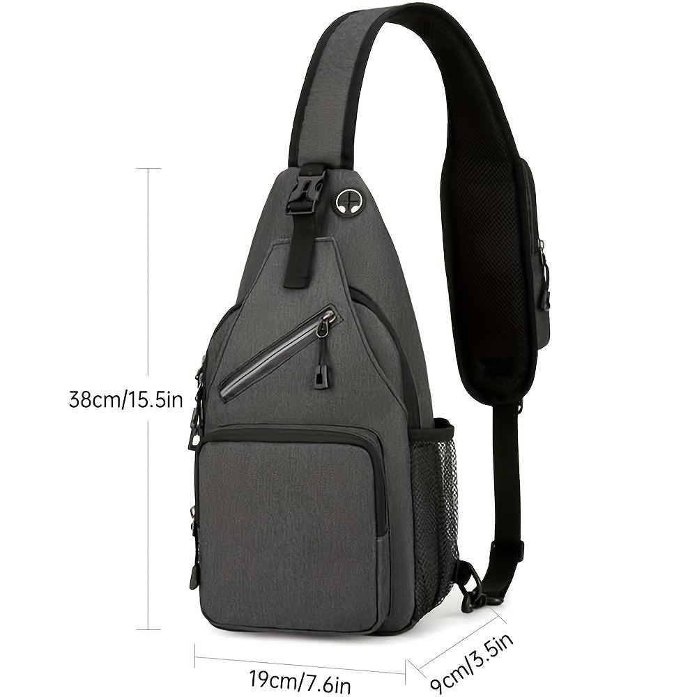 Large Capacity Crossbody Shoulder Bag for Men & Women – Multi-Purpose Embroidered Sports Style Travel Bag with Secure Zipper, Hands-Free Daily Commute & Outdoor Use, Multiple Colors