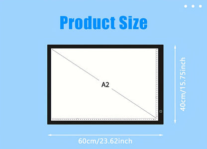 LED Tracing Light Pad Board A2 A3 A4, Dual Light Bar Ultra-Thin Copy Table with 3-Speed Dimming & Eye-Caring No-Grid Surface for Diamond Painting, Sketching & Drawing