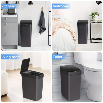 Automatic Touchless Trash Can 2-Pack – 2.8 Gallon Motion Sensor Garbage Can with Lid, Slim Smart Trash Bin for Bathroom, Bedroom, Office & Living Room