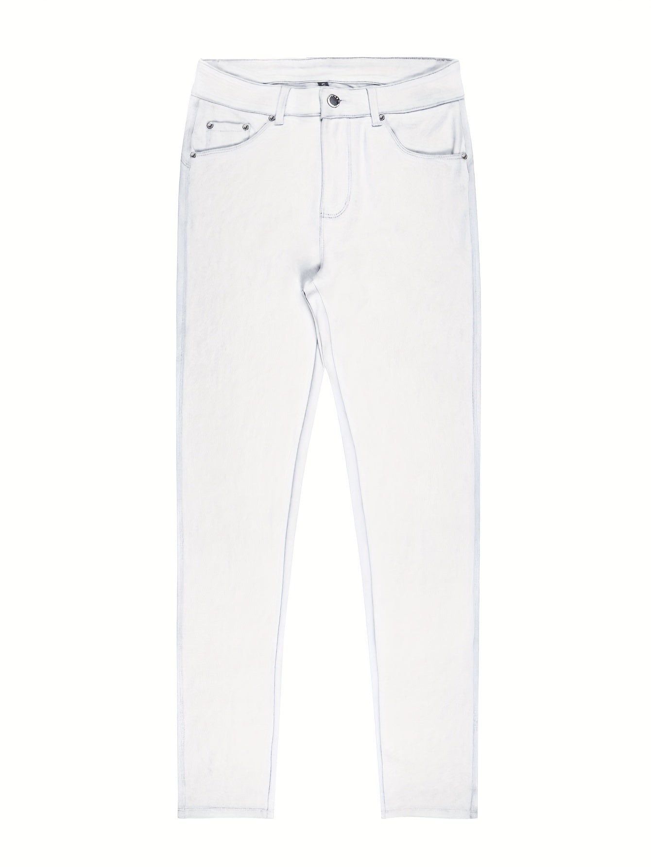 Women's High Waist Stretch Skinny Jeans Metal Button Street Style Slim Fit Denim Pants 10 Colors S-XXL Everyday Wear