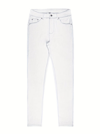 Women's High Waist Stretch Skinny Jeans Metal Button Street Style Slim Fit Denim Pants 10 Colors S-XXL Everyday Wear