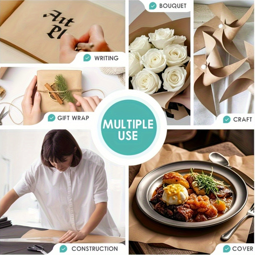 Kraft Paper Roll 80GSM for Gift Wrapping, Bouquet Flower Packing, Bulletin Board, Craft Art, Moving & Shipping – Available in Black, Red, Brown & White – Multi-Size Wrapping Paper Roll