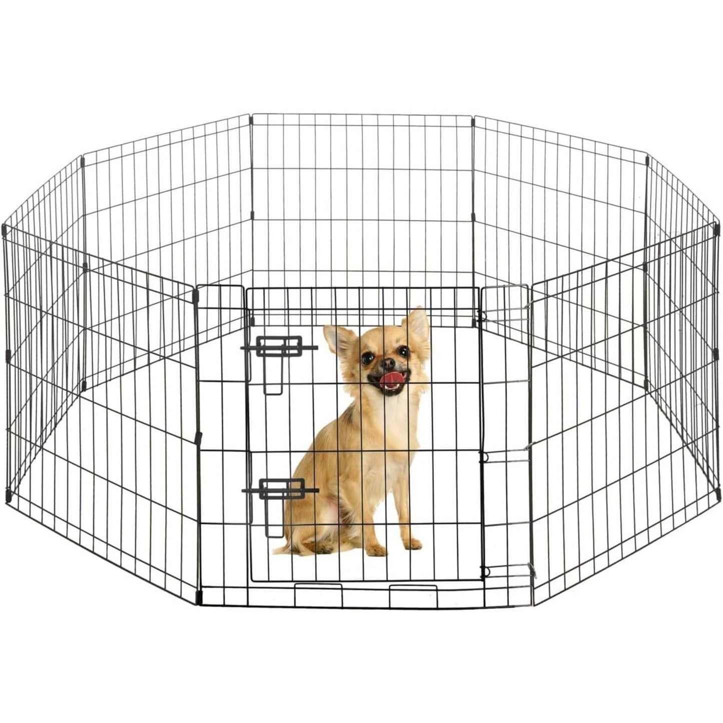 Foldable Dog Playpen 8 Panel – Heavy-Duty Metal Pet Kennel with Gate for Indoor & Outdoor Use, Portable Exercise Fence Cage for Small Dogs & Animals, Available in 24"/30"/36" Heights