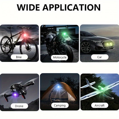 Wireless LED Strip Lights 8-Color Anti-Collision Warning Light with Remote Control – USB Rechargeable Waterproof LED Strips for Car Motorcycle Drone Bike, 4-Pack & 6-Pack