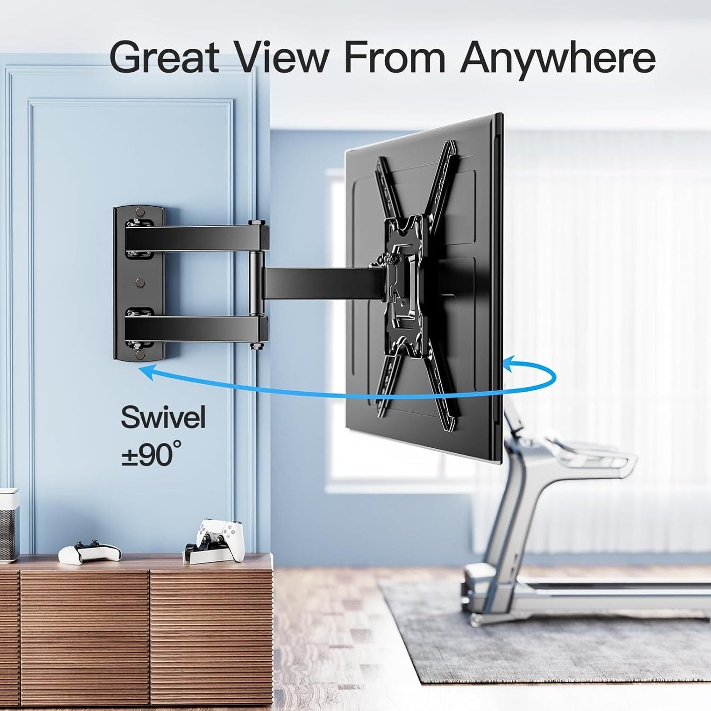 Full Motion TV Wall Mount for 26-60 Inch TVs Up to 77 lbs Swivel Tilt Extension Arm Stainless Steel TV Bracket Max VESA 400x400mm Fits Most Flat Curved Screen TVs