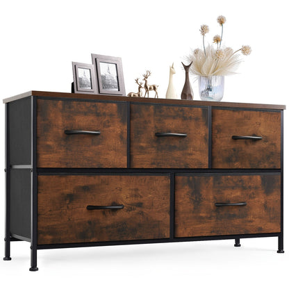 Drawer Cabinet with Metal Frame & Hardwood Top – Home Office Storage Organizer, 2 to 10 Drawers, Assembly Required – White, Grey, Black, Rustic Brown – Bedroom, Living Room & Office Filing Cabinet