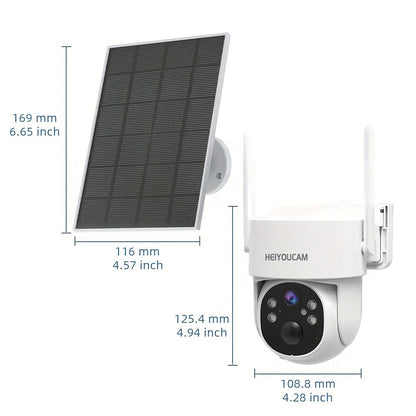 3MP Solar Security Camera Outdoor Wireless – 360° View, Smart Siren, Spotlight, AI Human Detection & Tracking, Color Night Vision, Two-Way Talk, Weatherproof, Wall Mount, Motion Sensor WiFi CCTV
