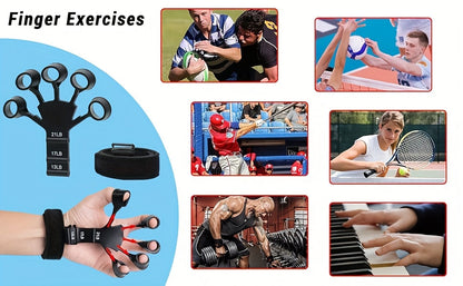 6-Piece Grip Strength Trainer Set – Adjustable Hand Gripper 10-130lbs with Auto Counter, Finger Exerciser, Forearm Workout Rings & Finger Stretcher, Hand Strengthener for Men Women All Hand Sizes