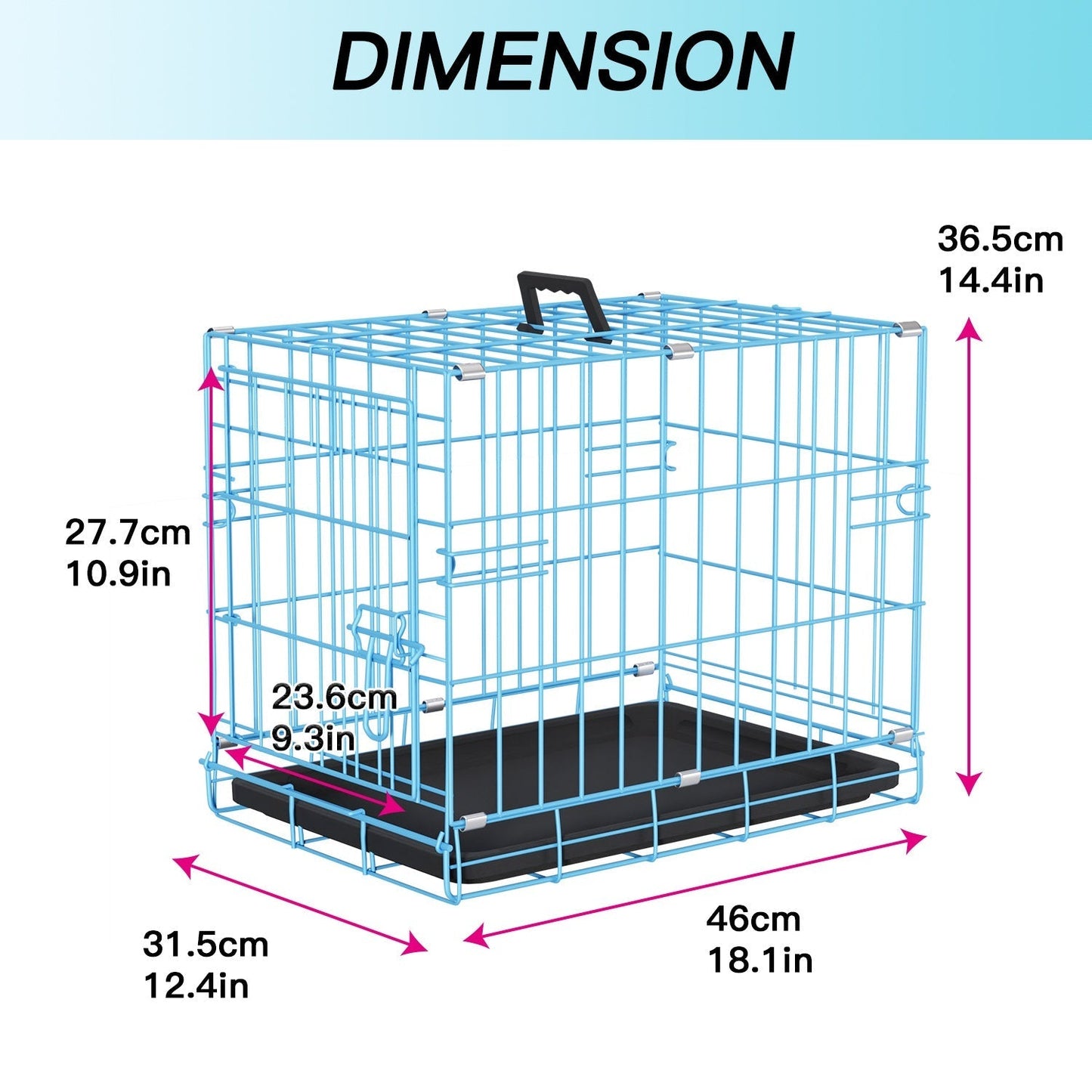 Foldable Metal Wire Dog Crate for Small Dogs & Rabbits – Adjustable Divider Panel, Leak-Proof Plastic Pan, Indoor Outdoor Pet Kennel for Chihuahuas Toy Breeds Small Animals, Multiple Sizes