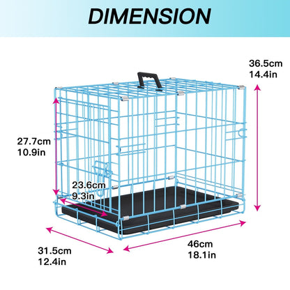 Foldable Metal Wire Dog Crate for Small Dogs & Rabbits – Adjustable Divider Panel, Leak-Proof Plastic Pan, Indoor Outdoor Pet Kennel for Chihuahuas Toy Breeds Small Animals, Multiple Sizes