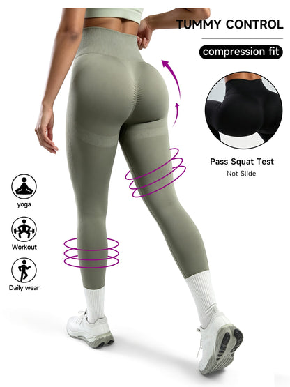 Women's High Waist Peach Lift Yoga Pants – Tummy Control, Four-Way Stretch, Breathable Fitness Leggings for Gym, Yoga & Everyday Wear, All-Season High Elastic Fabric, Coffee Brown, Black or Olive Green, S-XL