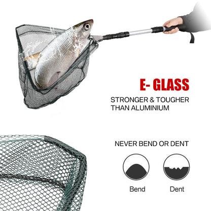 Foldable Telescoping Fishing Landing Net with Aluminum Alloy Frame – Extendable Handle 21.7–75 Inch for Bass, Trout & Fly Fishing, Professional Portable Collapsible Fish Net