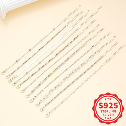 11 Pcs Women's Boho Silver Plated Twisted Snake Chain Bracelet Set – Stackable Layered Bracelets for Women, Minimalist Vacation & Daily Wear Jewelry, Perfect Gift Set