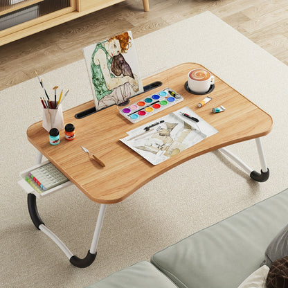 Lap Desk Bed Tray for Laptop & Eating – Large Breakfast Tray with Cup Holder & Drawer for Sofa Couch Floor Sitting, Study Reading Writing Portable Lap Table