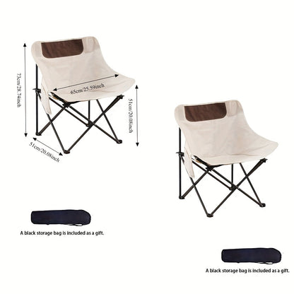 Portable Folding Moon Chair and Table Set 2 3 5pcs with Storage Bag for Beach Camping Fishing Family BBQ Picnic Outdoor Hiking Courtyard Black White