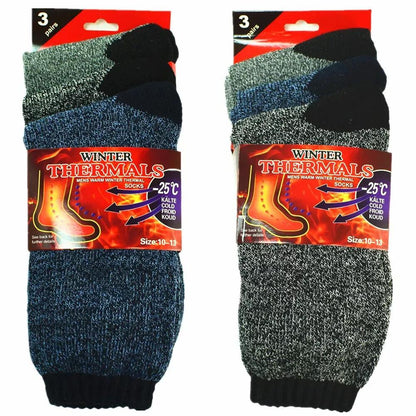 6 Pairs Men's Thermal Crew Socks – Thick Insulated Cold Weather Socks for Hiking Skiing Camping Outdoor Sports, Acrylic Winter Boot Socks