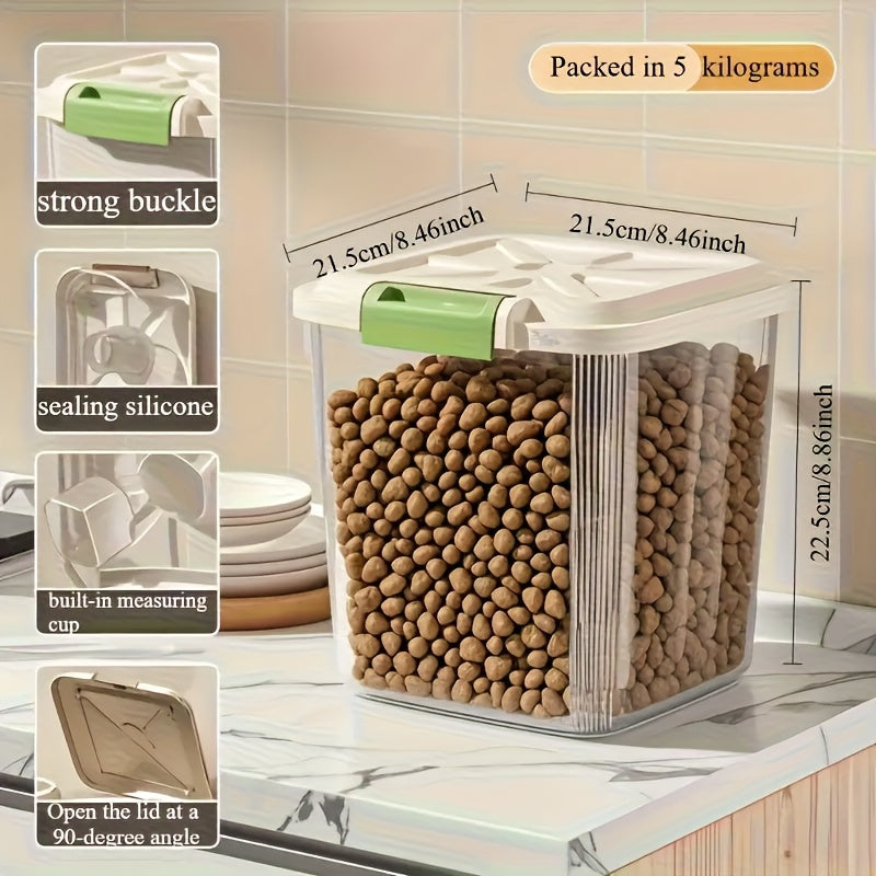 Airtight Pet Food Storage Container with Wheels Locking Lid Built-in Scoop Moisture-Proof Dog Cat Food Bin Kitchen Pantry 11 22 38 55 lbs Dry Food Storage