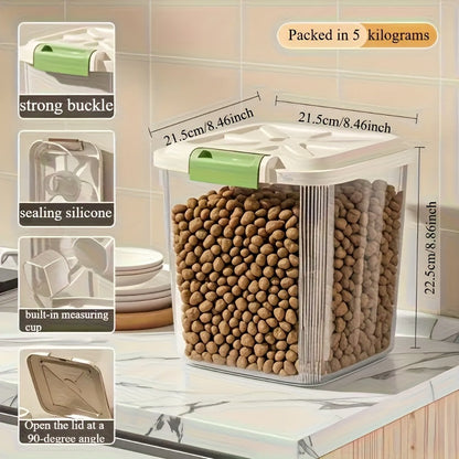 Airtight Pet Food Storage Container with Wheels Locking Lid Built-in Scoop Moisture-Proof Dog Cat Food Bin Kitchen Pantry 11 22 38 55 lbs Dry Food Storage