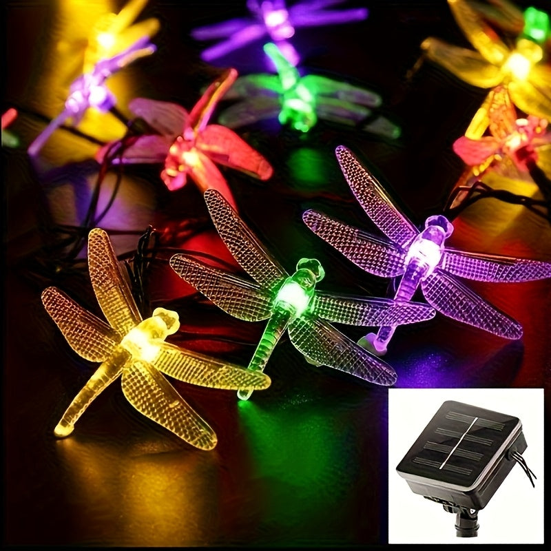 Solar Dragonfly String Lights Outdoor Waterproof – 236 Inch 30 LED 8 Modes Solar Powered Fairy Lights for Garden, Patio, Balcony, Yard & Christmas Decoration, Warm White & Color Options