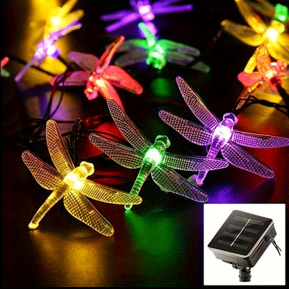 Solar Dragonfly String Lights Outdoor Waterproof – 236 Inch 30 LED 8 Modes Solar Powered Fairy Lights for Garden, Patio, Balcony, Yard & Christmas Decoration, Warm White & Color Options
