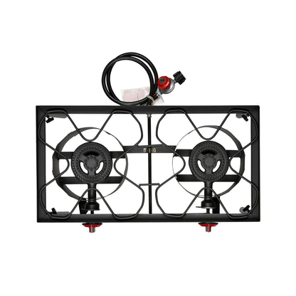 DR.CAMP Portable Propane Camping Stove – Heavy Duty Cast Iron Burner with Detachable Legs, Single & Double Burner Options, High Pressure Outdoor Gas Cooker for Camping, BBQ, Survival & Patio Cooking