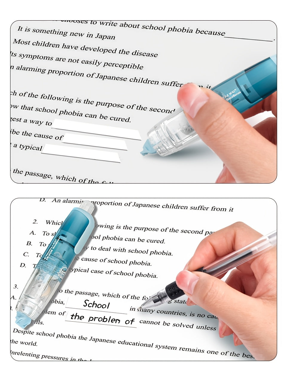 Retractable Correction Tape with Refills – Mess-Free Instant Error Correction for School Office & Home, 1pc + 2 Refills or 4-Pack + 8 Refills, Smooth Dry Correction Tape Back to School Supplies