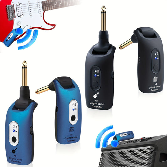 Wireless Guitar System 2.4GHz with 270° Rotatable Plug & Built-In Rechargeable Battery – Transmitter Receiver for Electric Guitar, Acoustic, Bass, Violin & Keyboard – Velora