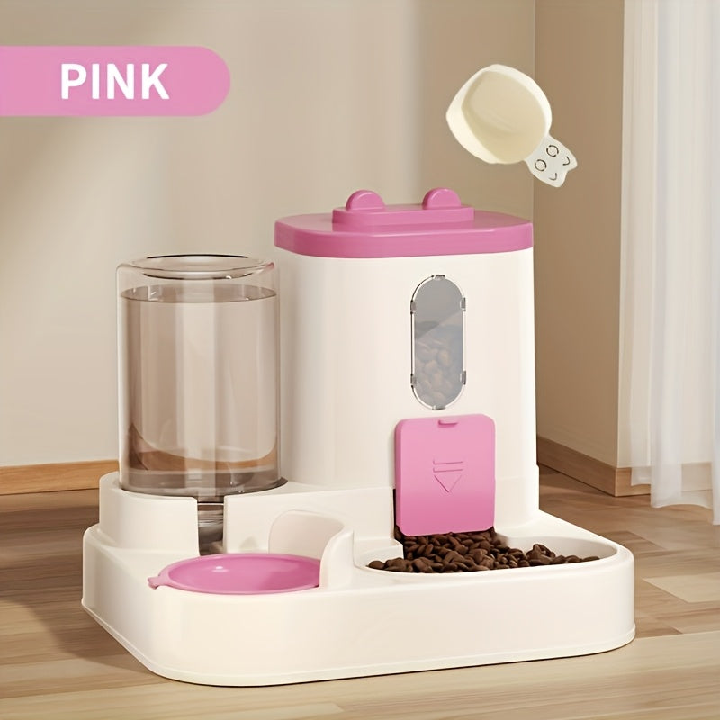 Automatic Cat Feeder Dual-Function Food & Water Dispenser Portion Control Healthy Diet Cute Design Pet Feeding Station Christmas Gift for Cat Lovers