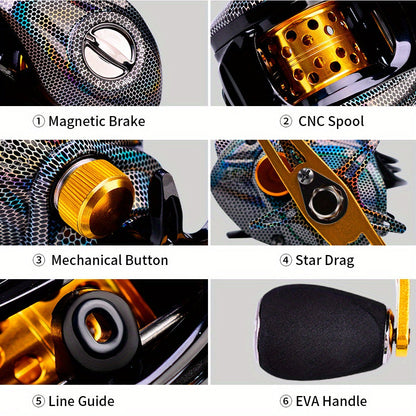 Ambidextrous Fishing Reel – Left & Right Hand Casting Reel, Aluminum Alloy, High-Performance Bearings, Freshwater & Saltwater, Compact Sporty Design