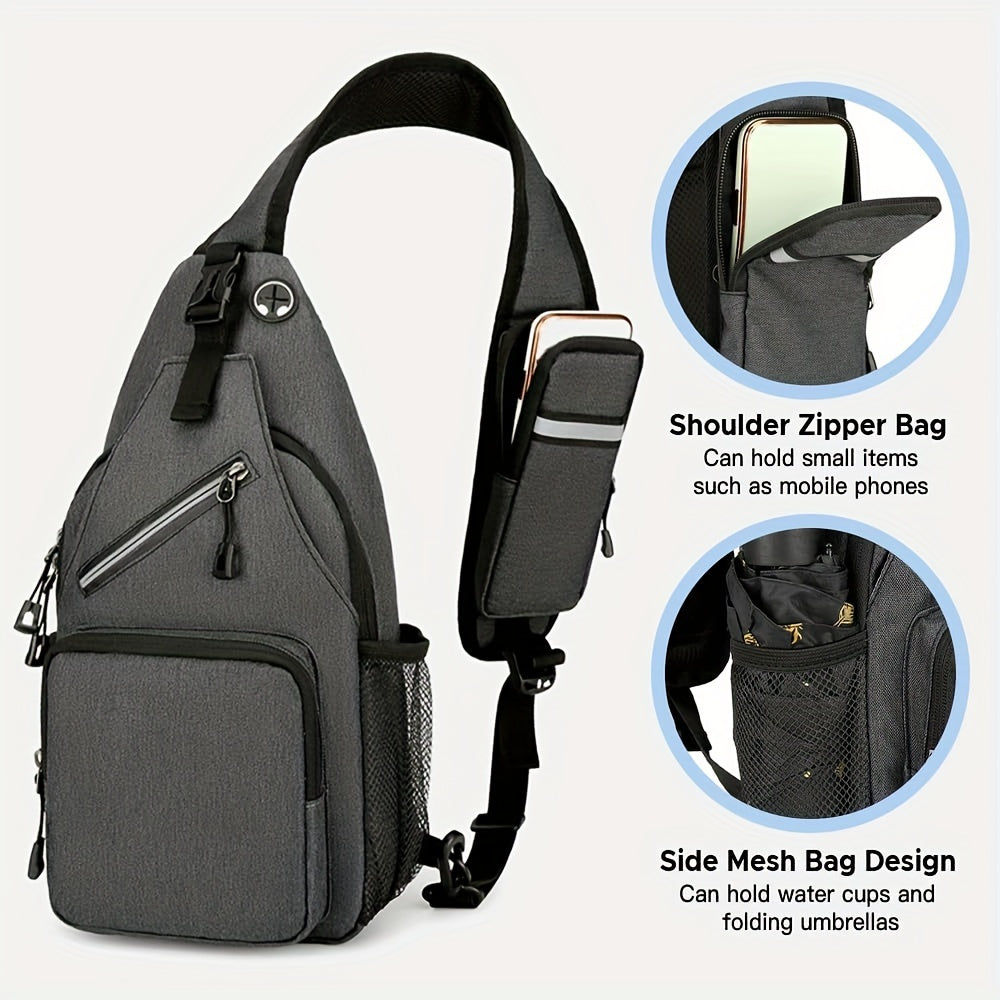 Large Capacity Crossbody Shoulder Bag for Men & Women – Multi-Purpose Embroidered Sports Style Travel Bag with Secure Zipper, Hands-Free Daily Commute & Outdoor Use, Multiple Colors