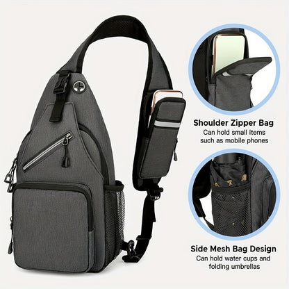 Large Capacity Crossbody Shoulder Bag for Men & Women – Multi-Purpose Embroidered Sports Style Travel Bag with Secure Zipper, Hands-Free Daily Commute & Outdoor Use, Multiple Colors