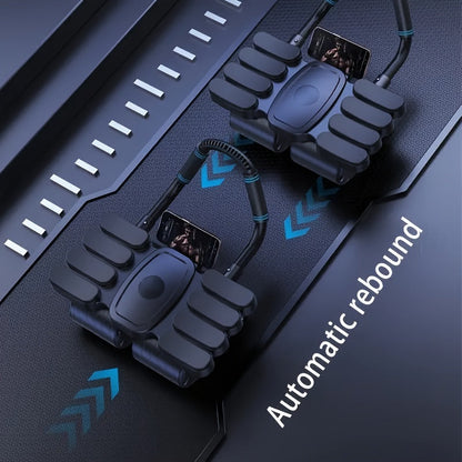 Ab Roller Wheel 6-Wheel Automatic Rebound Core Workout Abdominal Exercise Wheel with Elbow Pads Phone Holder for Home Gym Full Body Training Men Women Black