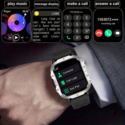 Smart Watch 2.01 Inch Large Screen LED Flashlight Fitness Tracker for Men Women Compatible Android iPhone Outdoor Sports Activity Tracker Heart Rate Monitor Step Counter Sleep Tracker
