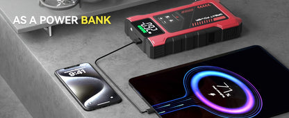 4000A Car Jump Starter with Air Compressor, 150PSI Tire Inflator & LED Light, Portable 12V Battery Jump Starter Pack for Gas 8.0L / Diesel 6.5L Engines – Car Emergency Kit