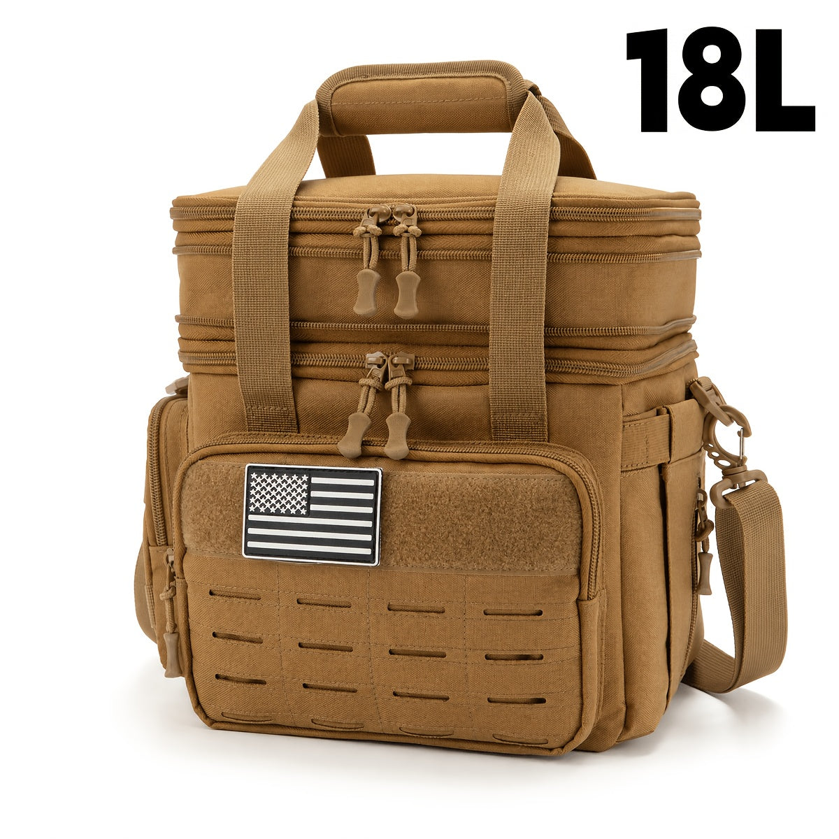Tactical Lunch Box for Men 4.76 Gal – Expandable Heavy Duty Insulated Cooler Bag with MOLLE Webbing, Leakproof Thermal Lunch Bag for Work, Camping, Outdoor & Picnic, Available in Khaki, Black & Green