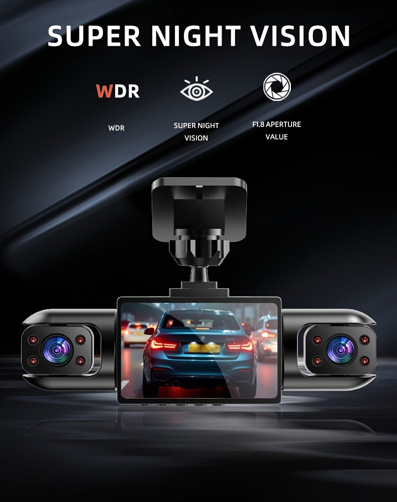 PODOFO 4-Channel Dash Cam 1080P Front Rear Left Right - 3.16" IPS Screen, Night Vision, Loop Recording, 24-Hour Parking Monitor with G-Sensor & Motion Detection, Optional 64GB Card, Vehicle Security Camera