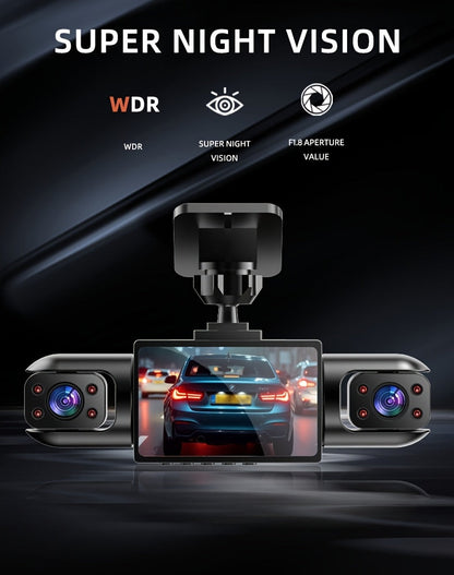 PODOFO 4-Channel Dash Cam 1080P Front Rear Left Right - 3.16" IPS Screen, Night Vision, Loop Recording, 24-Hour Parking Monitor with G-Sensor & Motion Detection, Optional 64GB Card, Vehicle Security Camera